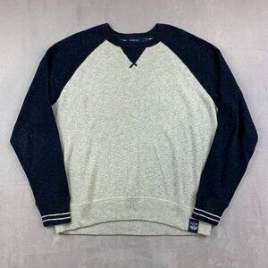 Ralph Lauren Polo Mens Sweater Medium Gray Blue Colorblock Crewneck Long Sleeve